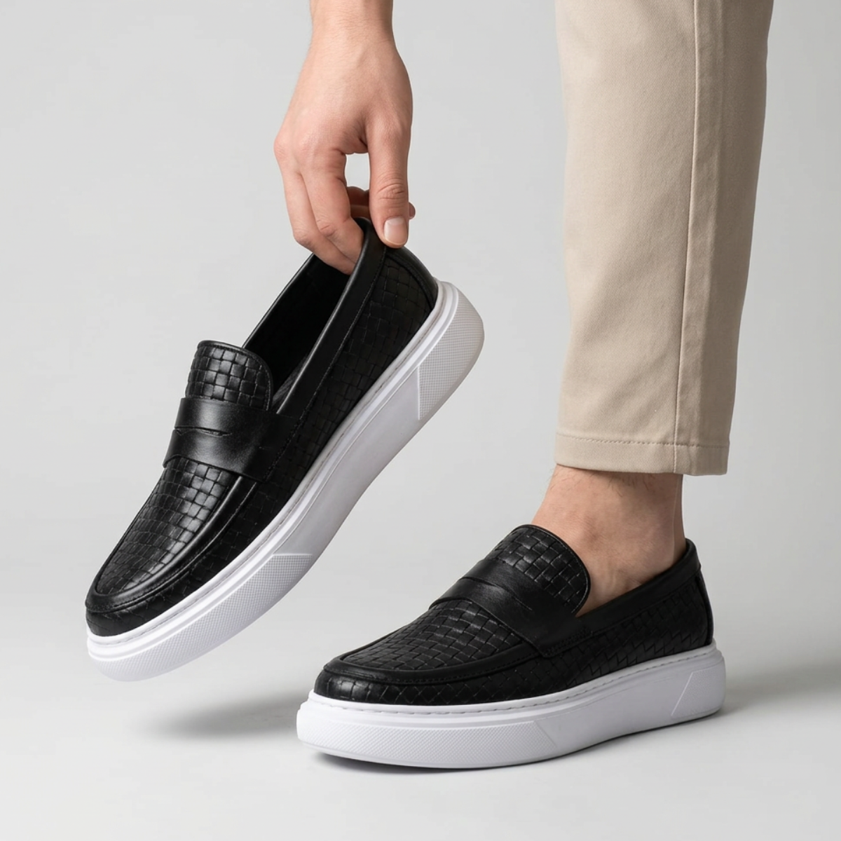 Urban Black Leather Sneakers